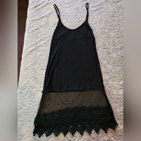 peek a boo Tops - Black Lace Trim Camisole. Size Medium